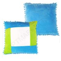 Наволочка "Цветной квадрат", зелено-голубая, мягкий плюш, 40х40 см